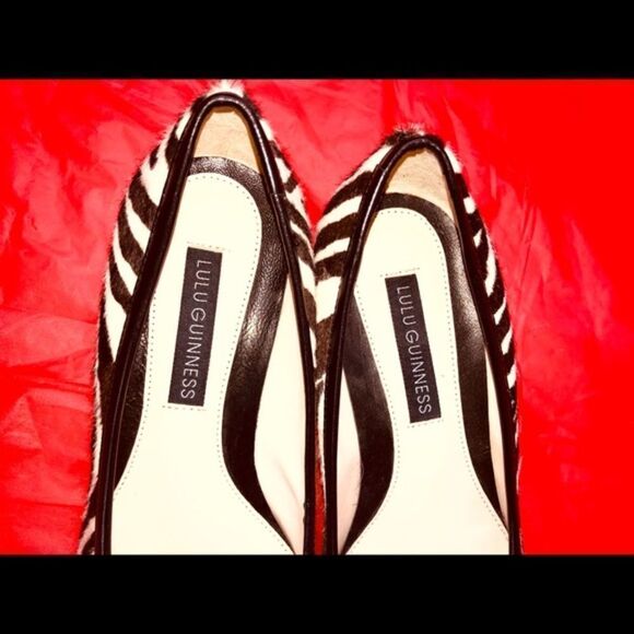 LULU GUINNESS SHOES PONY HAIR ZEBRA KITTENHEEL 5.5 - Picture 8 of 10